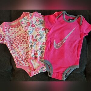3 Pink Onesies For Baby Girl Sz 3-6mos